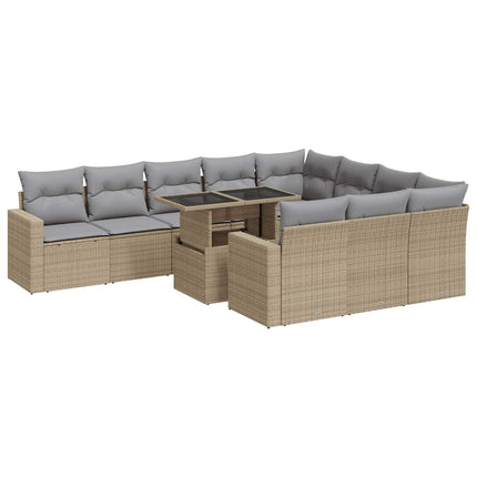 sofasæt til haven 11 dele med hynder polyrattan beige