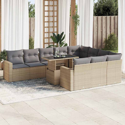 sofasæt til haven 11 dele med hynder polyrattan beige