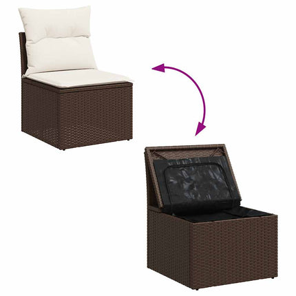 sofasæt til haven 7 dele med hynder polyrattan brun