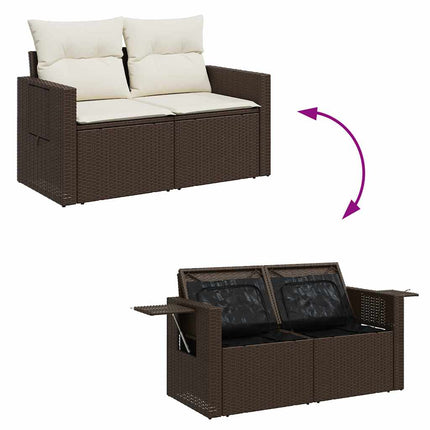 sofasæt til haven 7 dele med hynder polyrattan brun