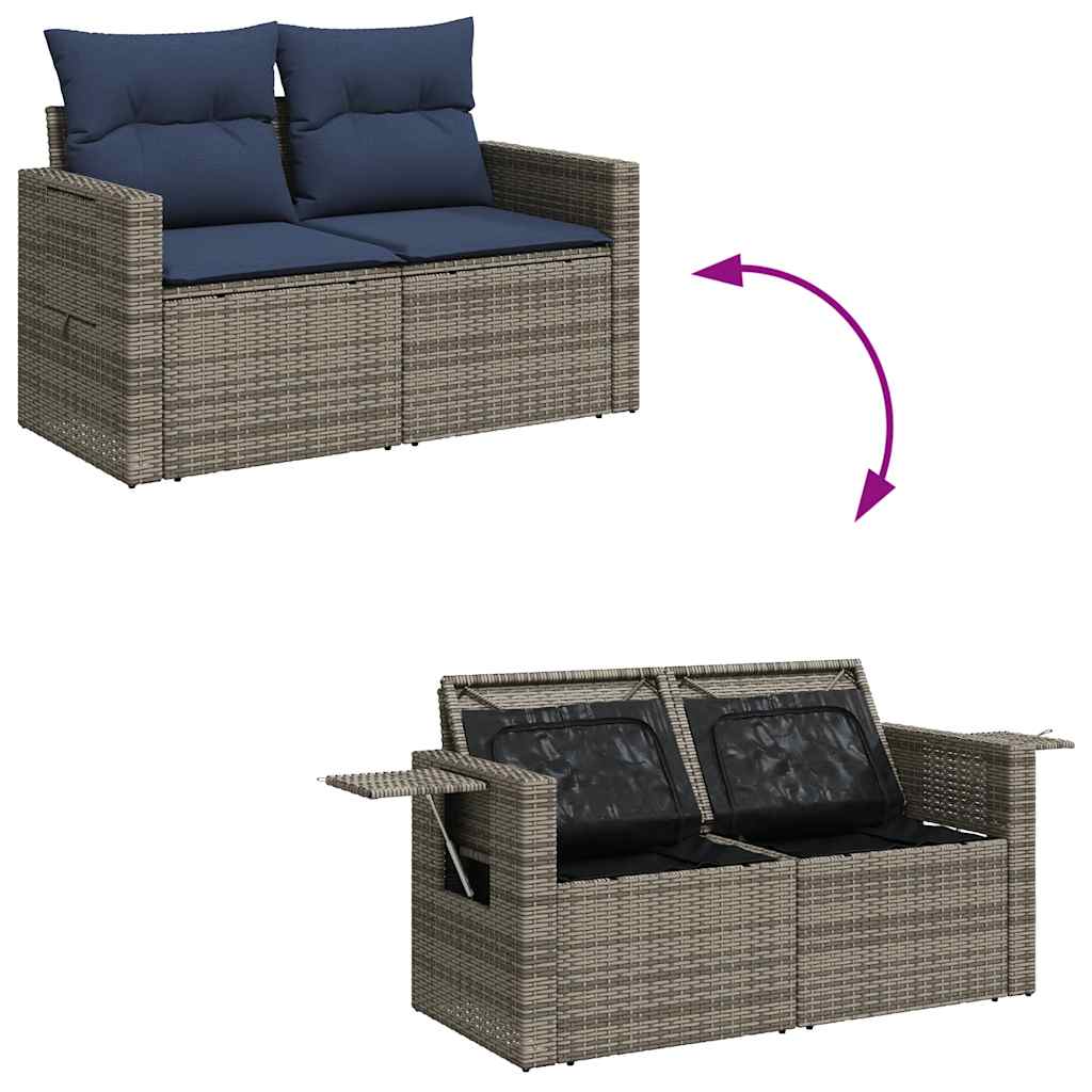 sofasæt til haven 7 dele med hynder polyrattan grå