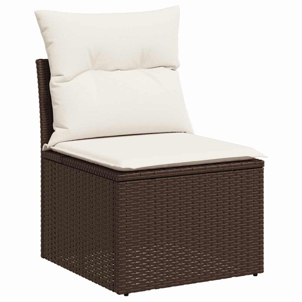 sofasæt til haven 7 dele med hynder polyrattan brun
