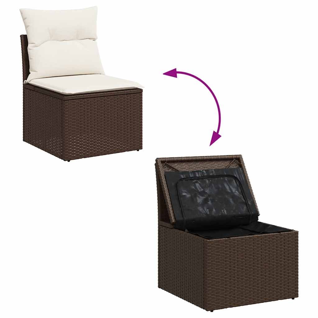 sofasæt til haven 7 dele med hynder polyrattan brun