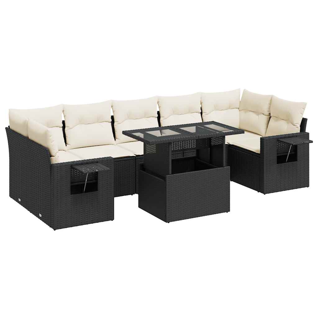 sofasæt til haven 8 dele med hynder polyrattan sort