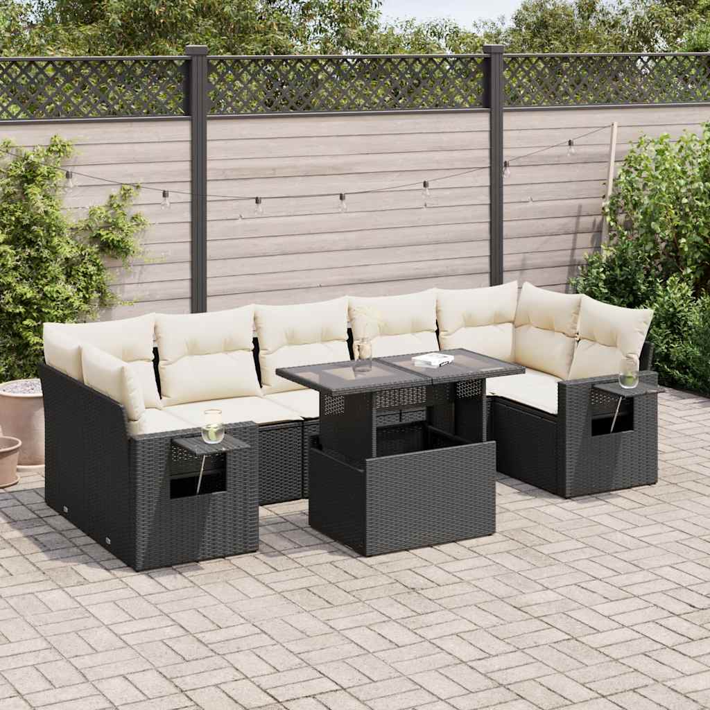 sofasæt til haven 8 dele med hynder polyrattan sort
