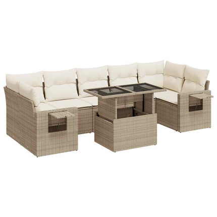 sofasæt til haven 8 dele med hynder polyrattan beige