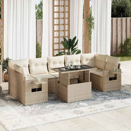 sofasæt til haven 8 dele med hynder polyrattan beige