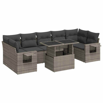 sofasæt til haven 8 dele med hynder polyrattan grå