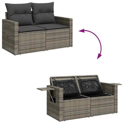 sofasæt til haven 9 dele med hynder polyrattan grå