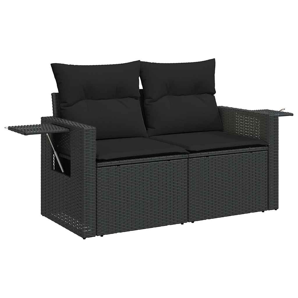sofasæt til haven 7 dele med hynder polyrattan sort