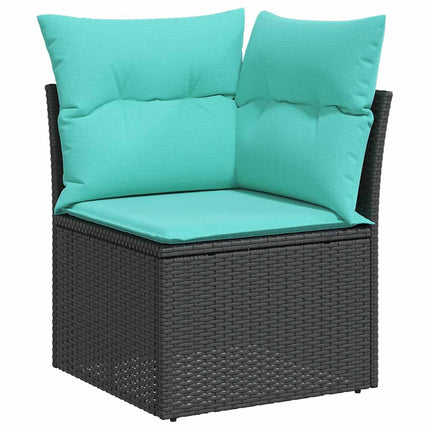 sofasæt til haven 7 dele med hynder polyrattan akacietræ sort