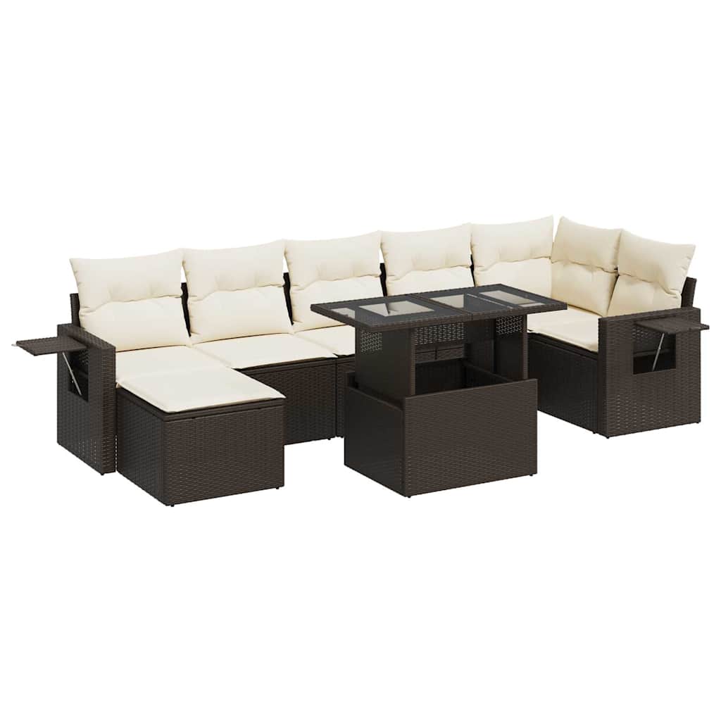 sofasæt til haven 8 dele med hynder polyrattan brun