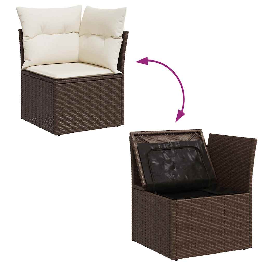 sofasæt til haven 8 dele med hynder polyrattan brun