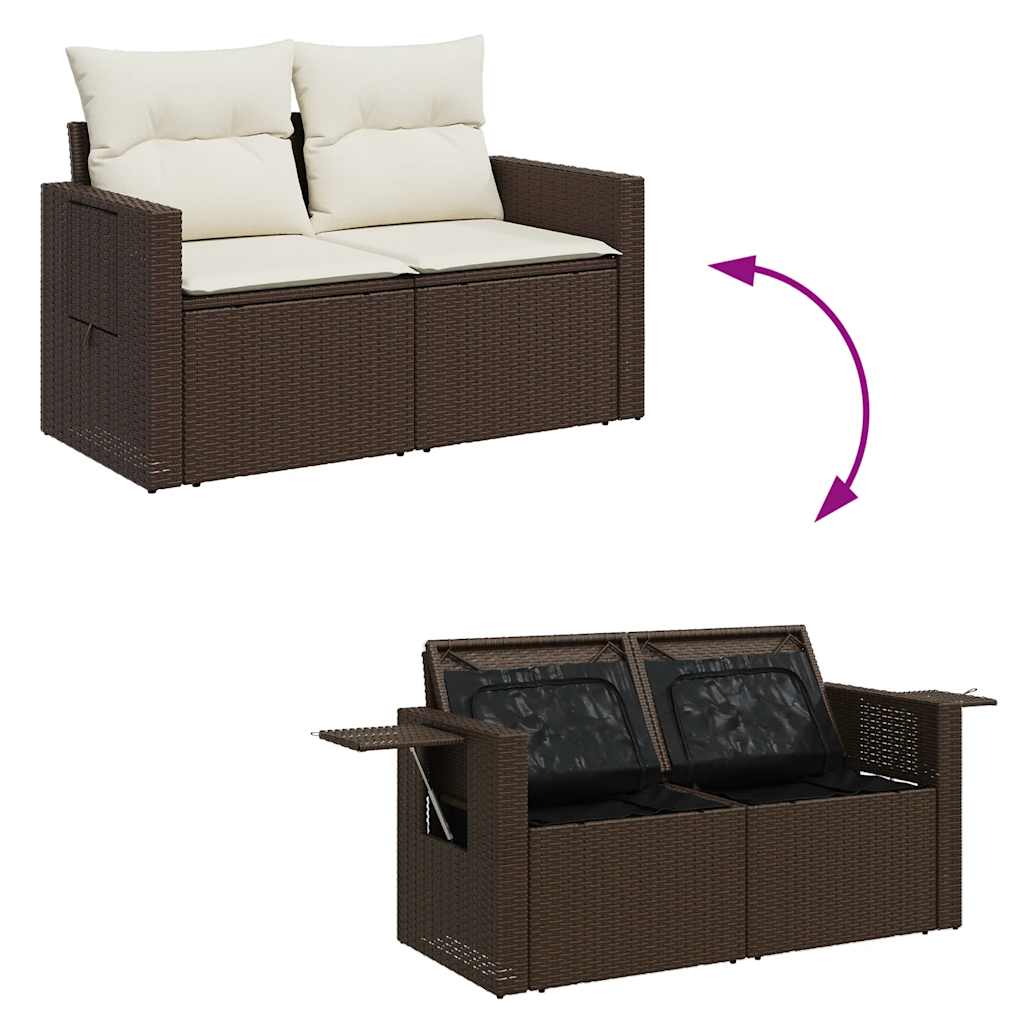 sofasæt til haven 8 dele med hynder polyrattan brun