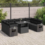 sofasæt til haven 10 dele med hynder polyrattan sort