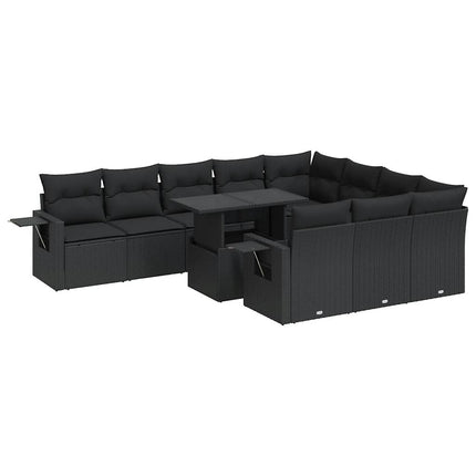 sofasæt til haven 11 dele med hynder polyrattan sort