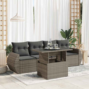 sofasæt 5 dele med hynder polyrattan grå