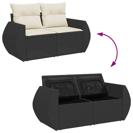 sofasæt til haven 7 dele med hynder polyrattan sort