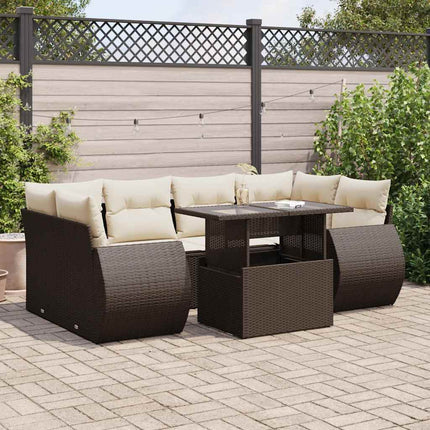 sofasæt til haven 7 dele med hynder polyrattan brun