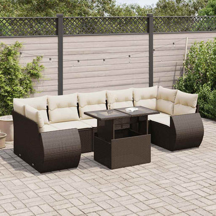 sofasæt til haven 8 dele med hynder polyrattan brun