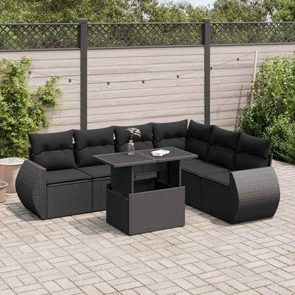 sofasæt til haven 7 dele med hynder polyrattan sort