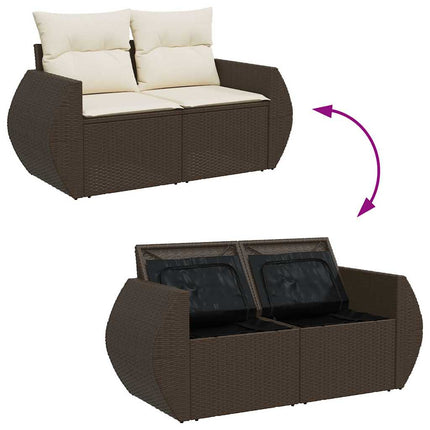 sofasæt til haven 9 dele med hynder polyrattan brun