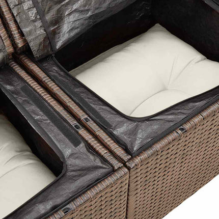 sofasæt til haven 9 dele med hynder polyrattan brun