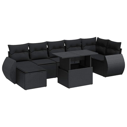 sofasæt til haven 8 dele med hynder polyrattan sort