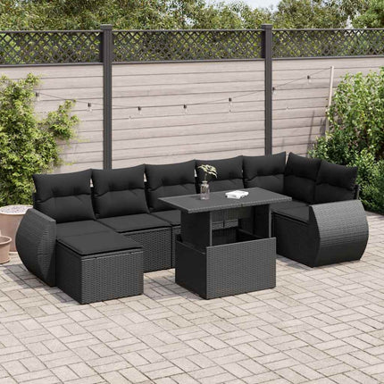 sofasæt til haven 8 dele med hynder polyrattan sort