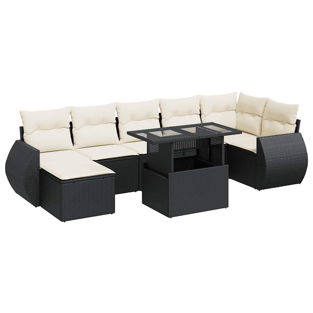 sofasæt til haven 8 dele med hynder polyrattan sort