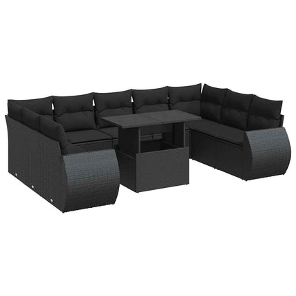 sofasæt til haven 10 dele med hynder polyrattan sort