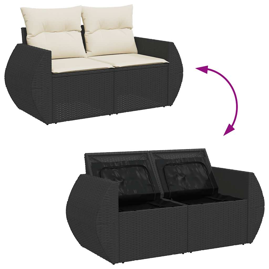 sofasæt til haven 10 dele med hynder polyrattan sort