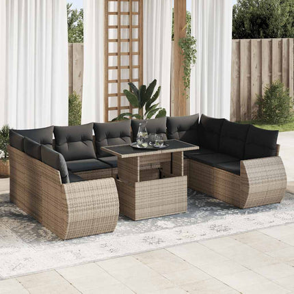 sofasæt til haven 10 dele med hynder polyrattan grå