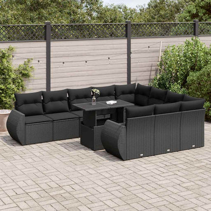 sofasæt til haven 11 dele med hynder polyrattan sort