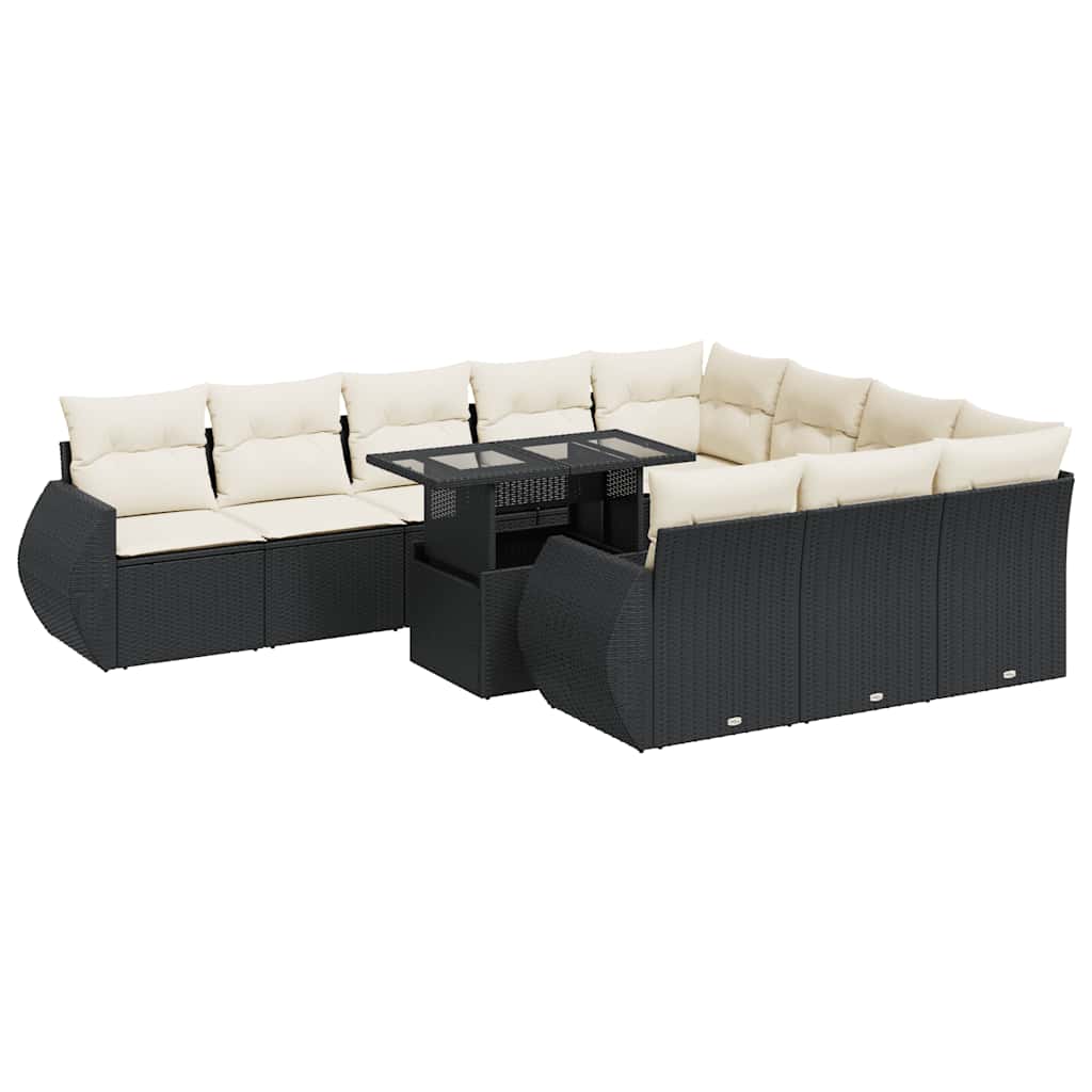 sofasæt til haven 11 dele med hynder polyrattan sort