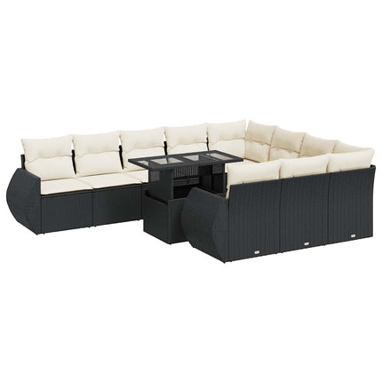 sofasæt til haven 11 dele med hynder polyrattan sort