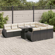 sofasæt til haven 11 dele med hynder polyrattan sort