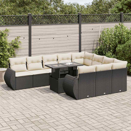 sofasæt til haven 11 dele med hynder polyrattan sort
