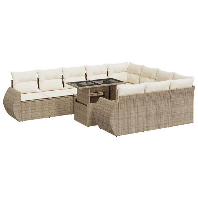 sofasæt til haven 11 dele med hynder polyrattan beige