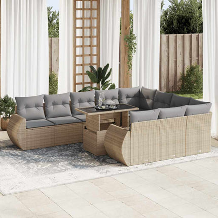 sofasæt til haven 11 dele med hynder polyrattan beige