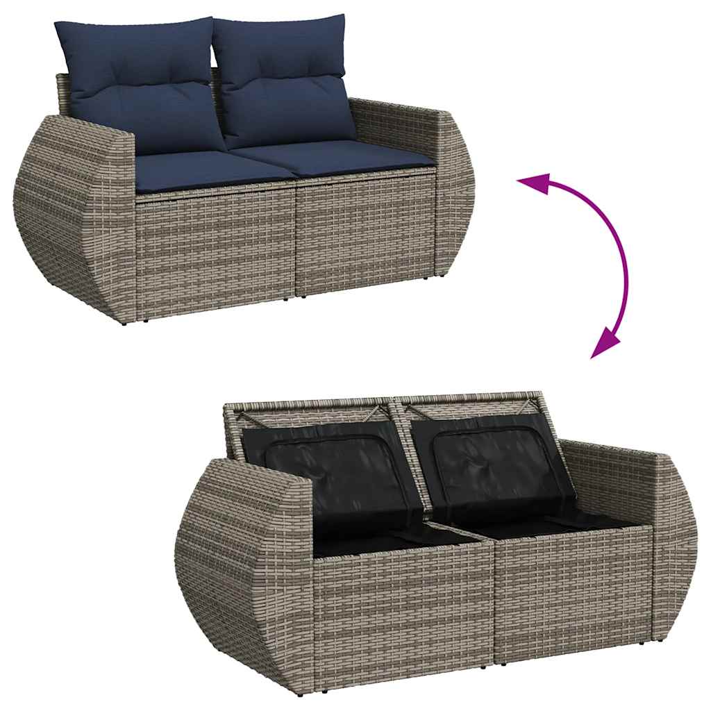 loungesæt til haven 11 dele med hynder polyrattan akacietræ grå