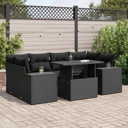 sofasæt til haven 7 dele med hynder polyrattan sort