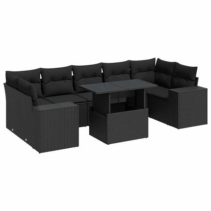 sofasæt til haven 8 dele med hynder polyrattan sort