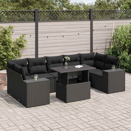 sofasæt til haven 8 dele med hynder polyrattan sort