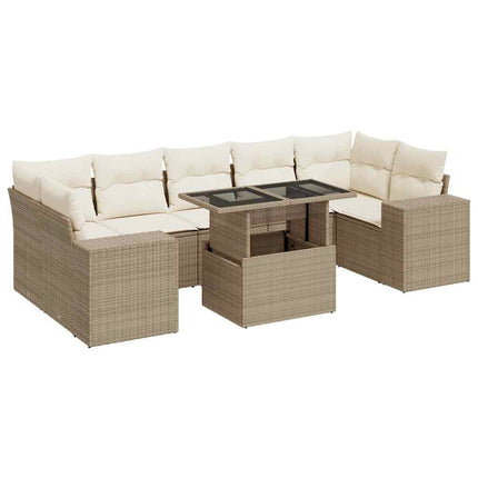 sofasæt til haven 8 dele med hynder polyrattan beige