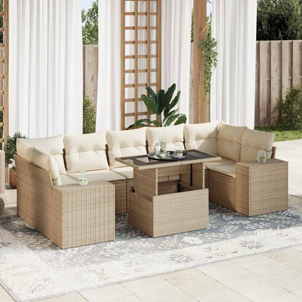 sofasæt til haven 8 dele med hynder polyrattan beige