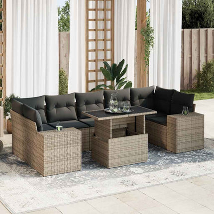 sofasæt til haven 8 dele med hynder polyrattan grå