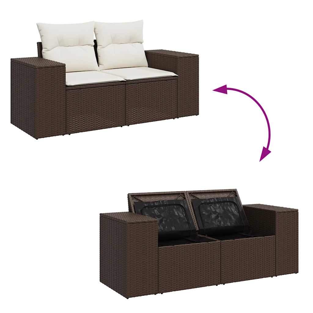 sofasæt til haven 8 dele med hynder polyrattan brun
