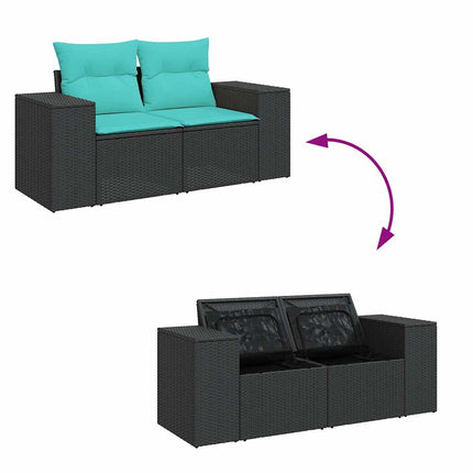 sofasæt til haven 9 dele med hynder polyrattan akacietræ sort