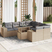 sofasæt til haven 9 dele med hynder polyrattan beige